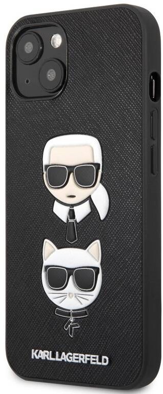 Kryt na mobil Karl Lagerfeld Saffiano Karl and Choupette Heads na Apple iPhone 13 černé