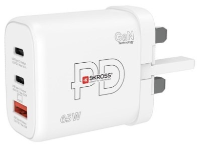 Cestovní adaptér SKROSS USB A+C 65W GaN UK, Power Delivery, typ G