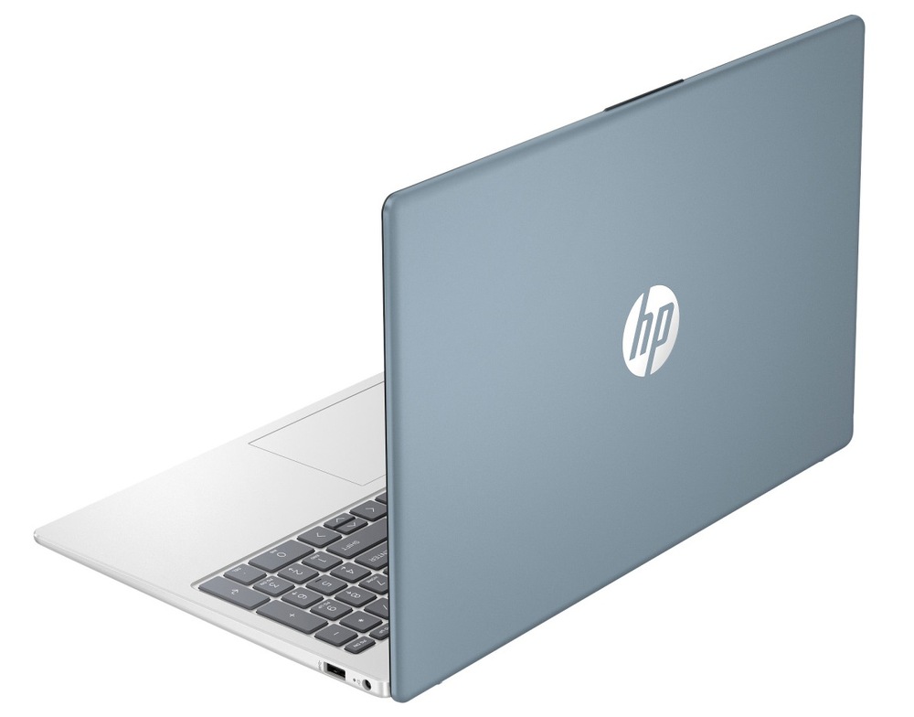 Notebook HP 15-fd1600nc otevřený a otočený zezadu