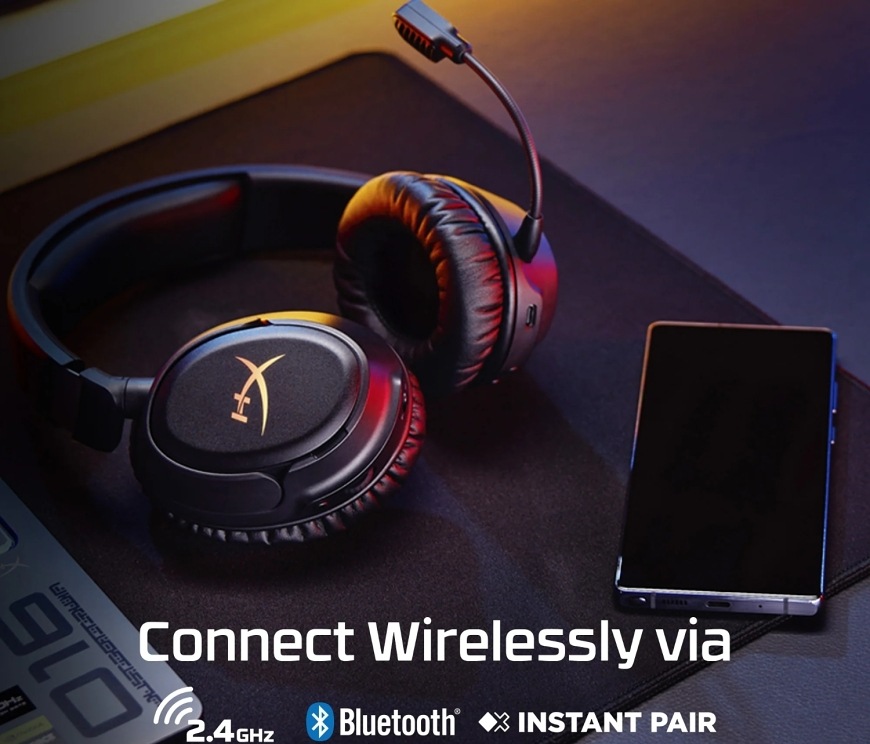 Headset HyperX Cloud Flight 2 Wireless bílý Bezdrátové připojení 2,4 GHz a Bluetooth
