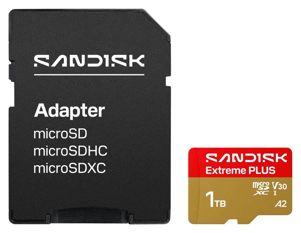 Paměťová karta SANDISK Micro SDXC Extreme Plus 1TB UHS-I (250R/170W) + SD apaptér MicroSD karta SANDISK Extreme PLUS 1TB s SD adaptérem
