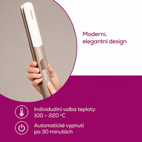 Žehlička na vlasy Beurer Iconic Pro HS70 zlatá/béžová Pyšní se moderním designem