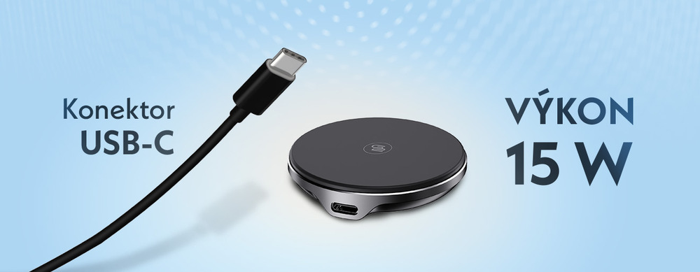 Bezdrátová nabíječka GoGEN MagSafe, Qi2, 15W černá/šedá Magnetická 15W nabíječka v černém provedení s USB-C konektorem pro rychlé bezdrátové nabíjení telefonů s podporou MagSafe