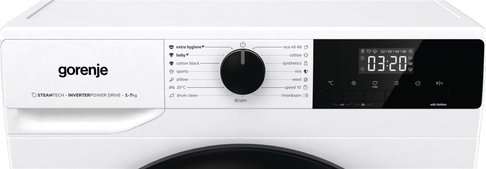 Pračka Gorenje WNHEI74SAS, bílá, ovládací panel
