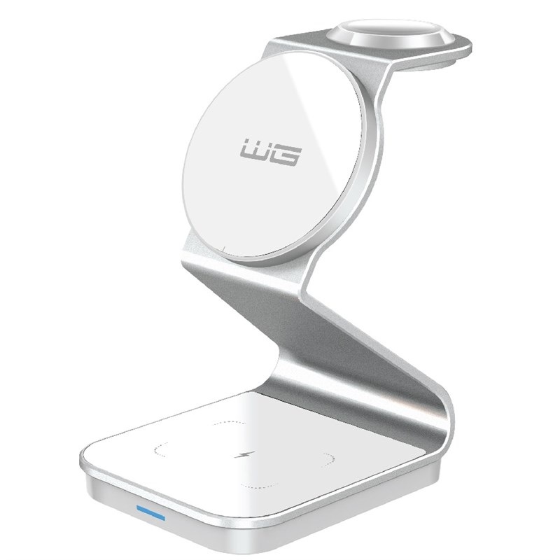 Bezdrátová nabíječka WG 3in1 FAST MAGNET, 15W+3W+3W bílá