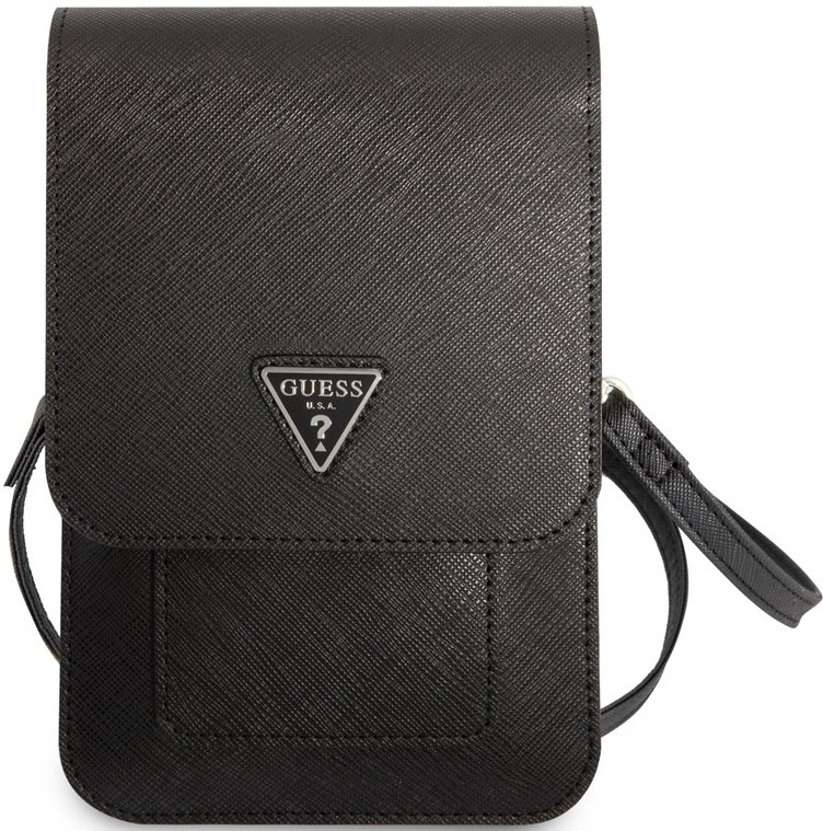 Pouzdro na mobil Guess PU Saffiano Triangle Logo - černé