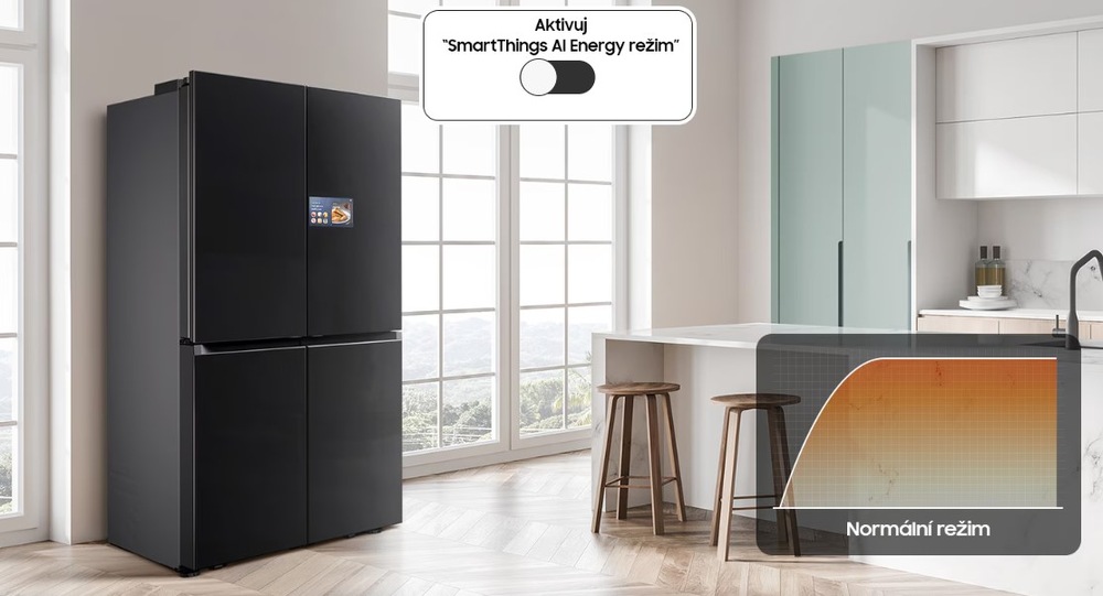Americká lednice Samsung RM90F67CECEO černá Lednice v kuchyni - AI Energy režim