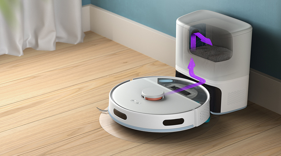 Detailní záběr automatického vyprazdňování Robot. vys. se stanicí Philips XU2100/25 2000 Series