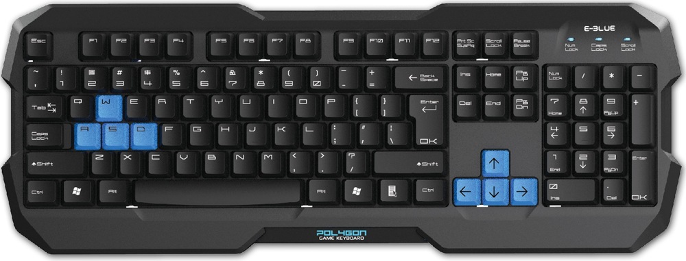 Klávesnice s myší E-Blue Polygon s podložkou pod myš černá/modrá E-Blue Polygon klávesnice