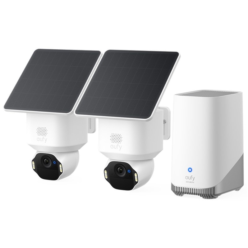 Sada IP kamery Anker eufy E42 obsahuje 2 bezpčnostní kamery a centrální jednotku HomeBase 3