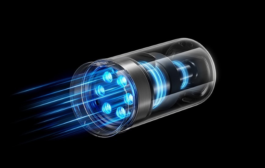 Detail cyklónové filtrace ve vysavači MOVA I10