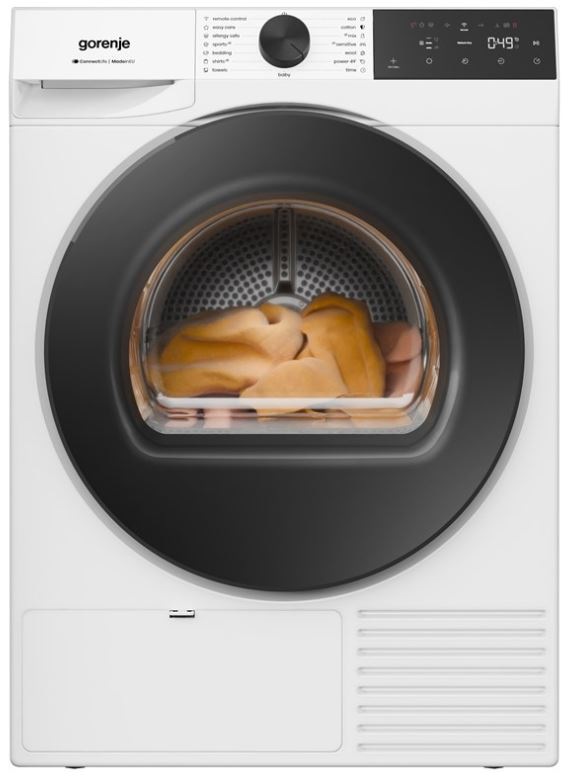 Sušička prádla Gorenje G400 DG48D NatureDry černá sušička prádla Gorenje DG48D NatureDry v bílé barvě, pohled zepředu