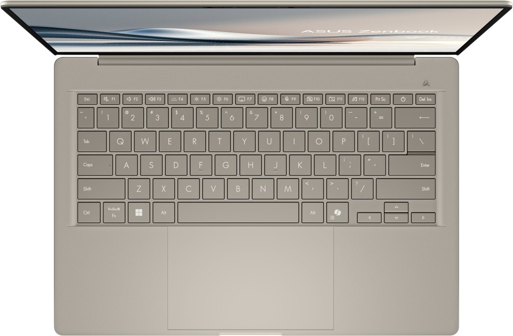 Detail klávesnice a prostorného touchpadu notebooku ASUS Zenbook A14
