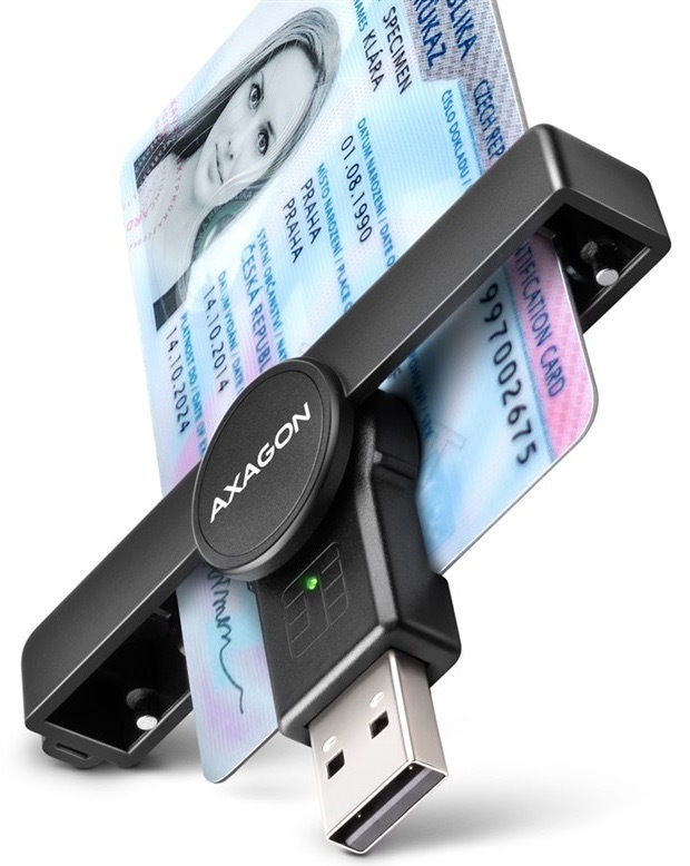 Čtečka eObčanek Axagon USB-A PocketReader černá