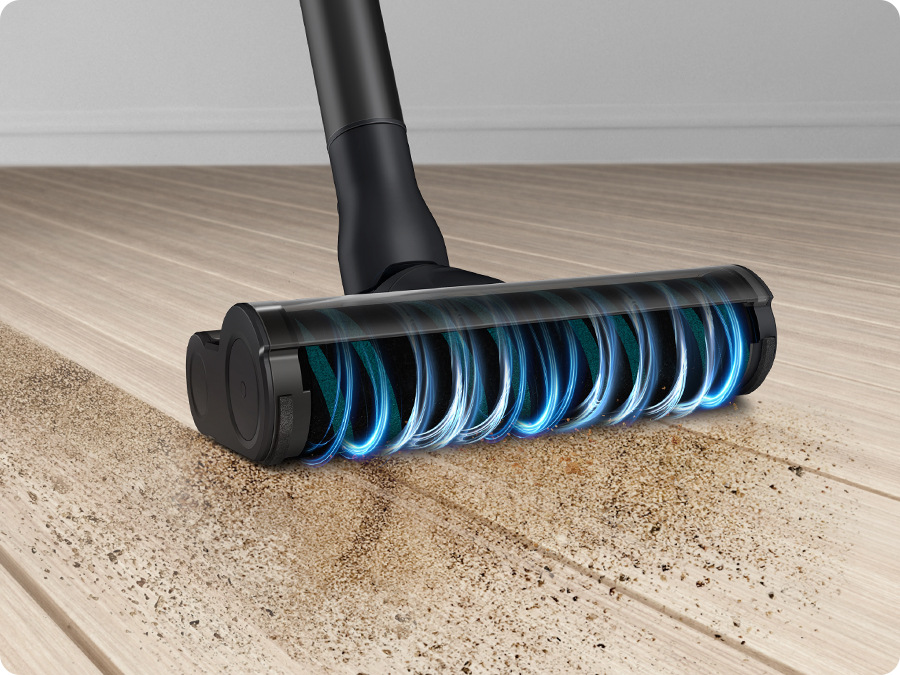Nástavec Soft Action Brush tyčového vysavače Samsung Jet 75 VS20B75AER1/GE vysává nečistoty na tvrdé podlaze