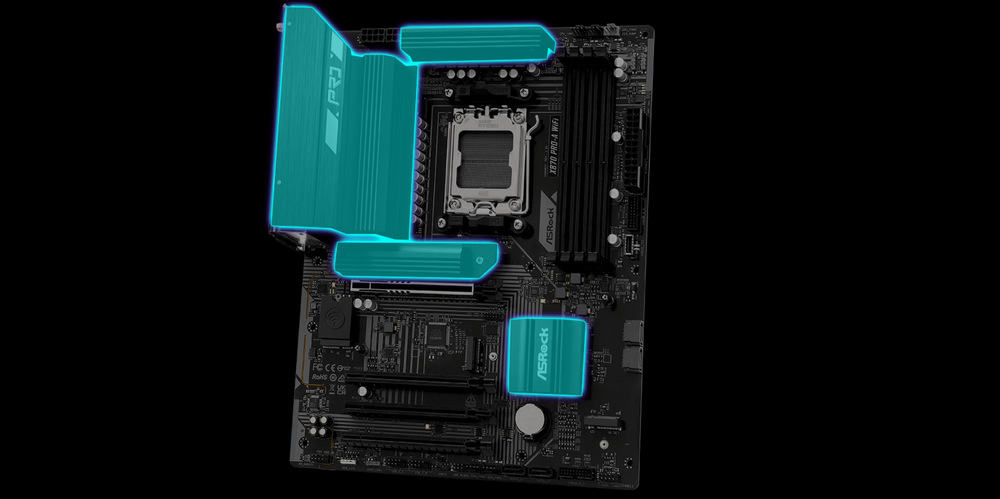 Základní deska ASRock X870 PRO-A WIFI černá Hliníkové chladiče zajišťují efektivní a výkonné chlazení