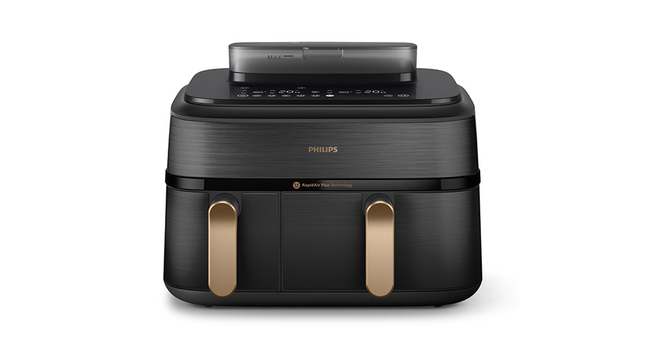 Fritéza horkovzdušná Philips NA552/00 Airfryer dual basket s párou 9 l, černá