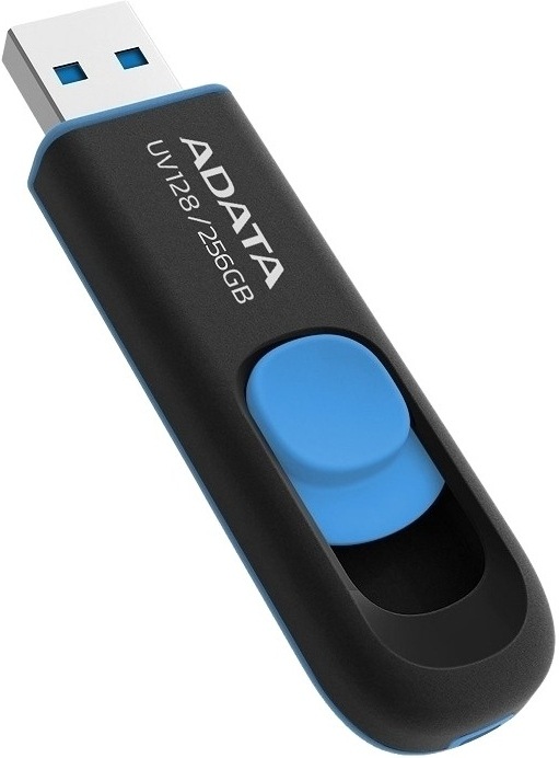 Flash disk ADATA Dash Drive UV128 256 GB USB 3.2, černá/modrá barva