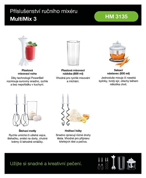 Ruční šlehač Braun MultiMix 3 HM 3135 bílý Ruční šlehač Braun MultiMix 3 HM 3135 bílý