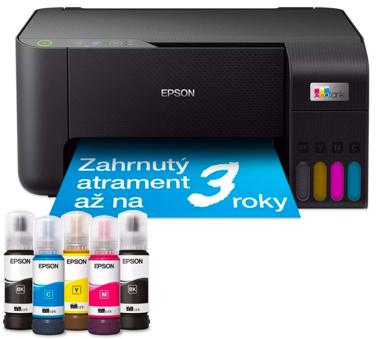 Multifunkční tiskárna Epson EcoTank L3230 v černé barvě se sadou inkoustových lahviček