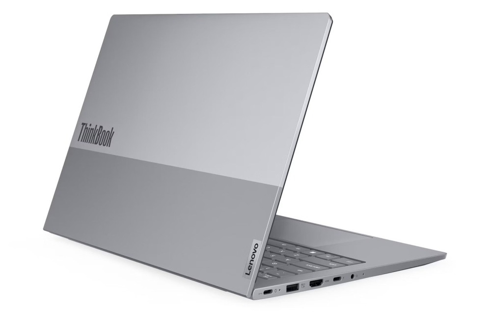 Pootevřený notebook Lenovo ThinkBook 14 G9 AHP zezadu