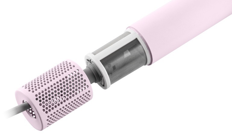 Fén ETA Fenité Pastels 8319 90000 růžový Detail odnímatelné ochranné mřížky a filtru růžového fénu ETA Fenité Pastels pro snadné čištění a ochranu motoru