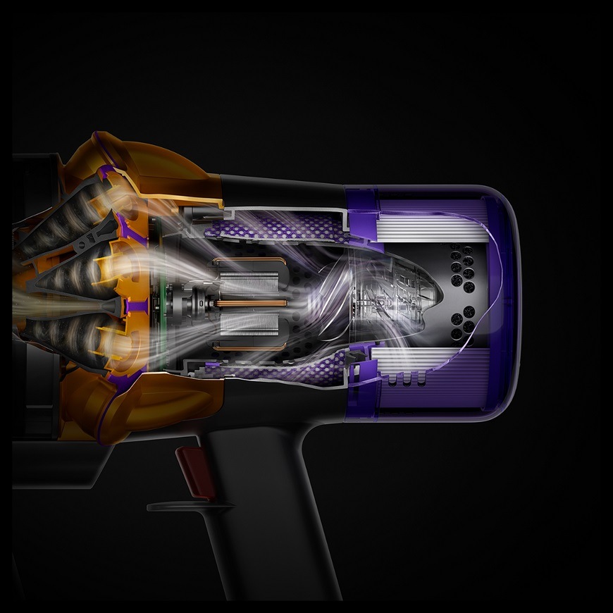Tyčový vysavač Dyson V15 Detect Absolute 2026 stříbrný Tyčový vysavač Dyson V15 Detect Absolute 2026 detail vnitřku