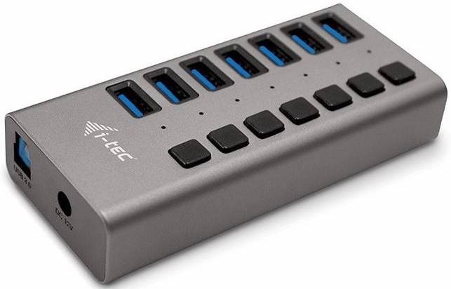 USB Hub i-tec 7x USB 3.0, 36W stříbrný