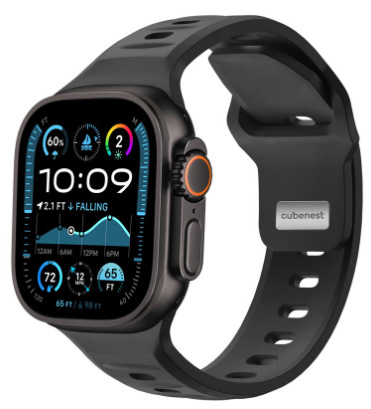 Řemínek Cubenest Premium Silikon Sport na Apple Watch 42/44/45/Ultra 49 mm černý