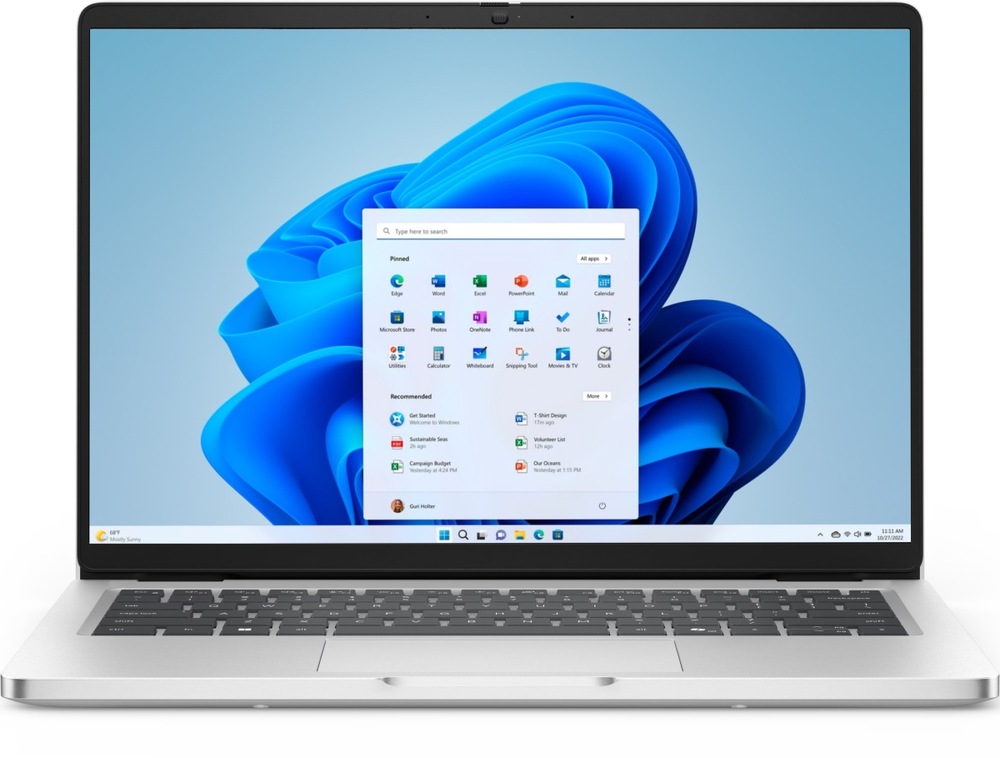 Notebook Dell Pro 14 ve stříbrné barvě.