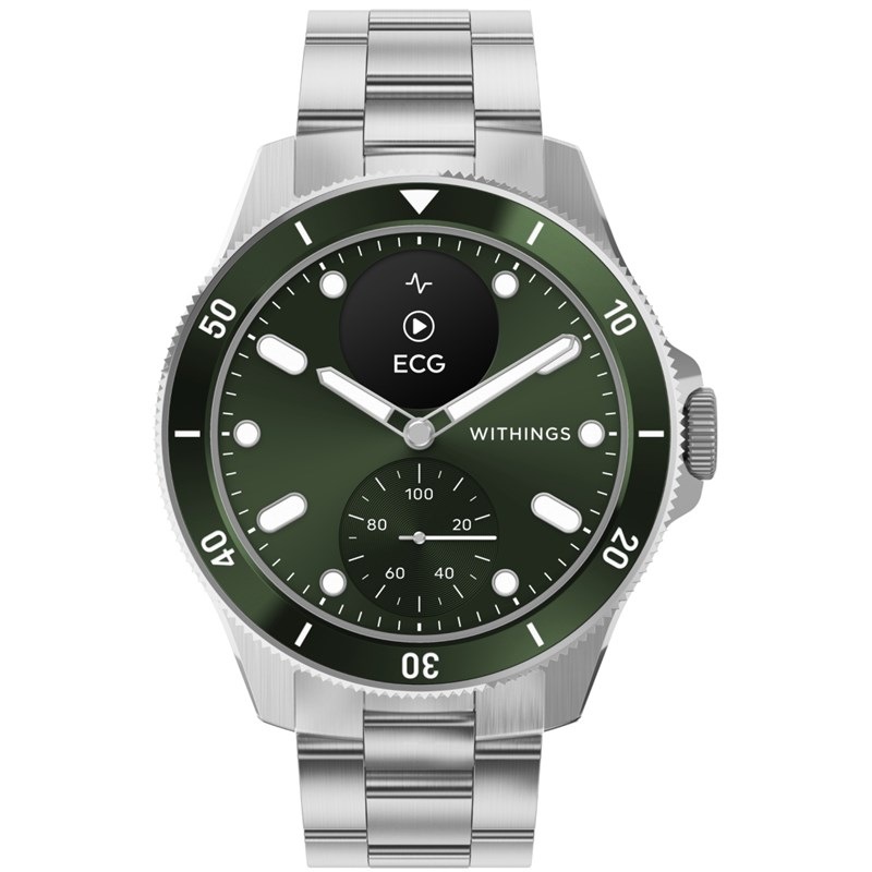 Chytré hodinky Withings Scanwatch Nova 42 mm stříbrné/zelené