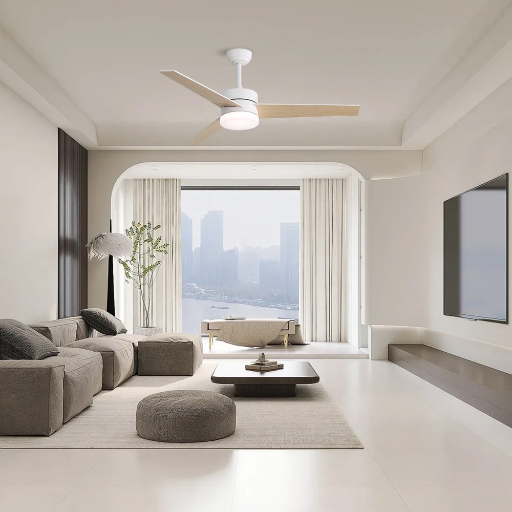Stropní svítidlo IMMAX NEO LITE VARIABLE SMART LED s ventilátorem, 24W, Wi-Fi, TUYA - bílé/hnědé