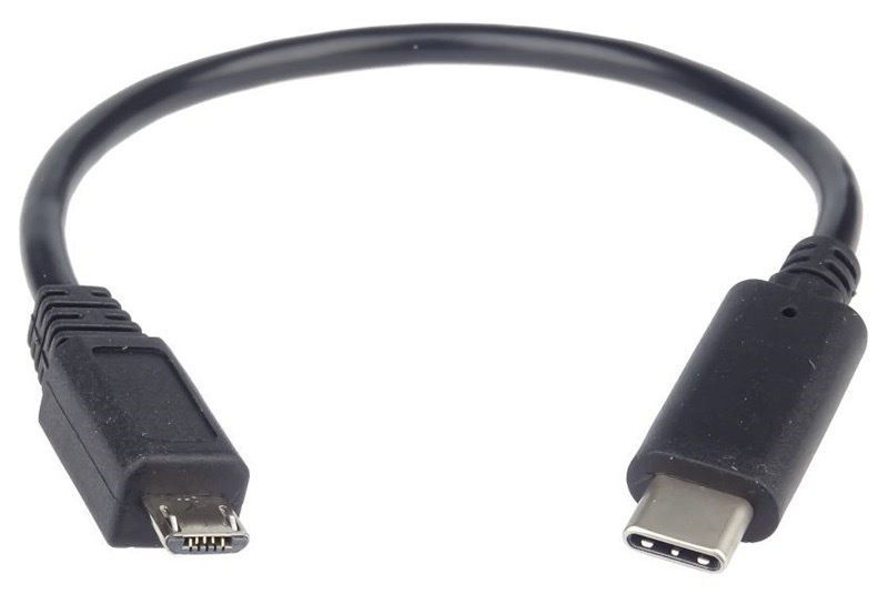 Kabel PremiumCord USB-C/Micro USB, 20 cm černý