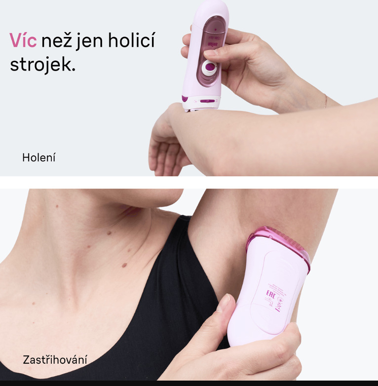 Žena používá Braun Silk·épil LS5100 k holení předloktí a zastřihování chloupků v podpaží