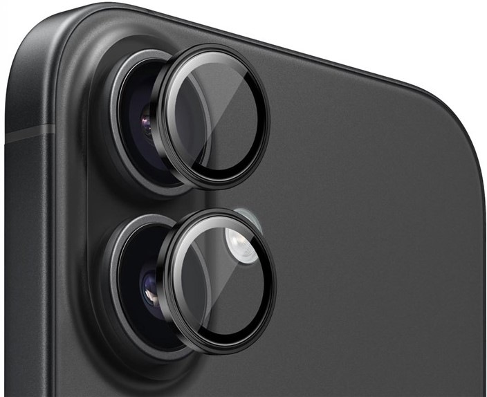 Tvrzené sklo Mobile Origin Sapphire Lens guards na Apple iPhone 16/16 - černé