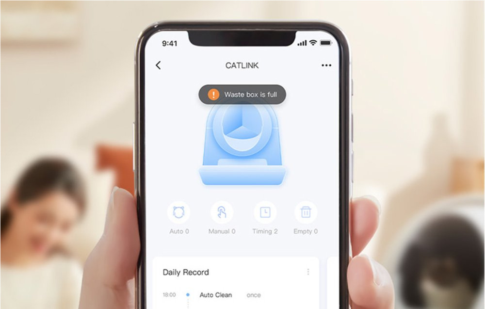 Chytrý záchod Catlink Pro-X Standard Version bílý Využít k tomu můžete mobilní aplikaci Catlink. Aplikace vám umožní pohodlně spravovat váš box na podestýlku z chytrého telefonu nebo tabletu.