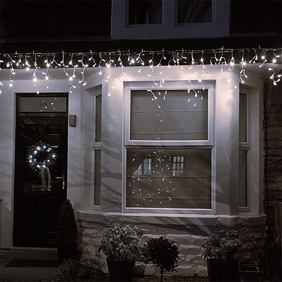 Vánoční osvětlení Solight závěs - rampouchy, 360 LED, 9m x 0,7m+ 6m, venkovní, teplá bílá