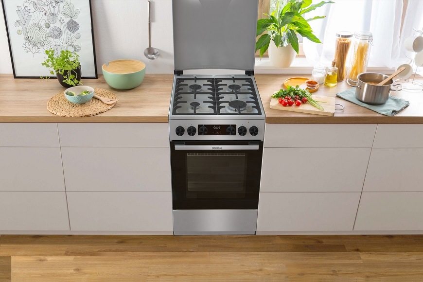 Sporák Gorenje MEKS5141XM, nerezová, v prostoru