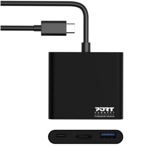 USB Hub PORT CONNECT USB-C/HDMI, USB 3.0, USB-C 60W černý