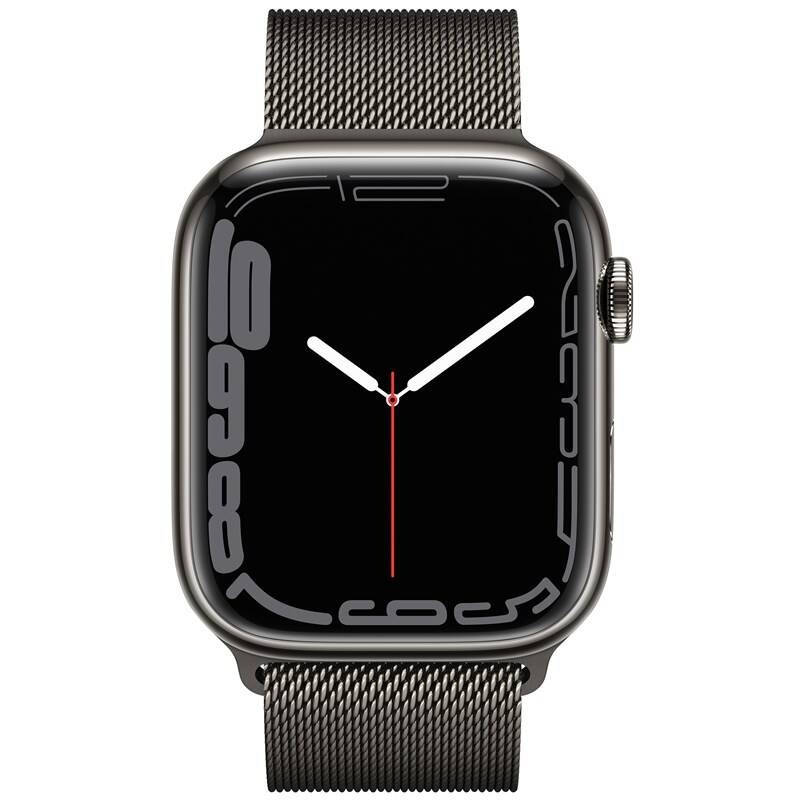 Chytré hodinky Apple Watch Series 7 GPS + Cellular, 45mm grafitově šedé pouzdro z nerezové oceli - grafitově šedý milánský tah