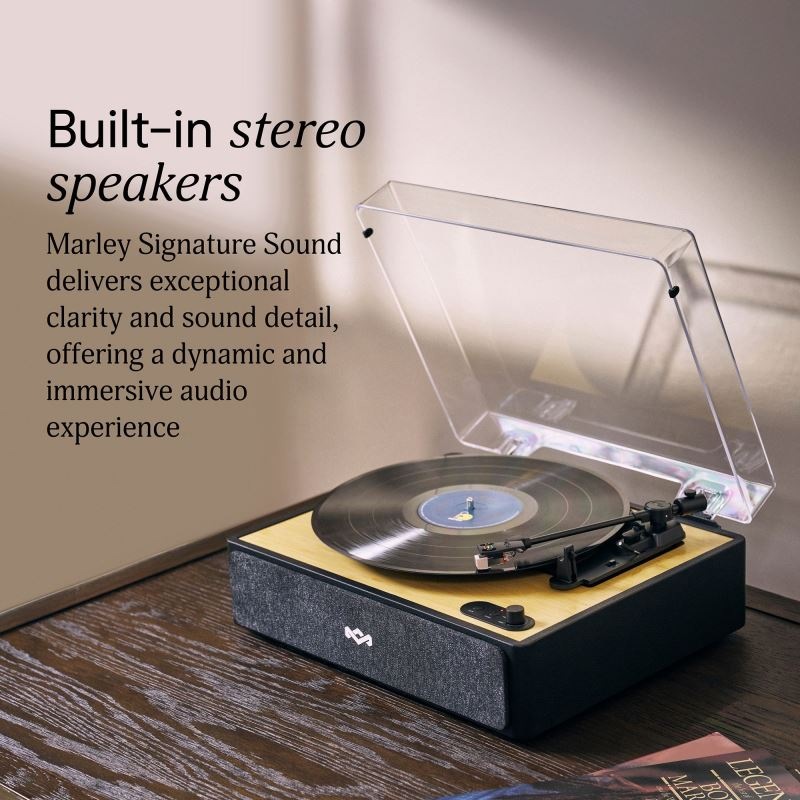 Gramofon Marley Rise Up černý/hnědý Gramofon MARLEY Rise Up s integrovanými reproduktory