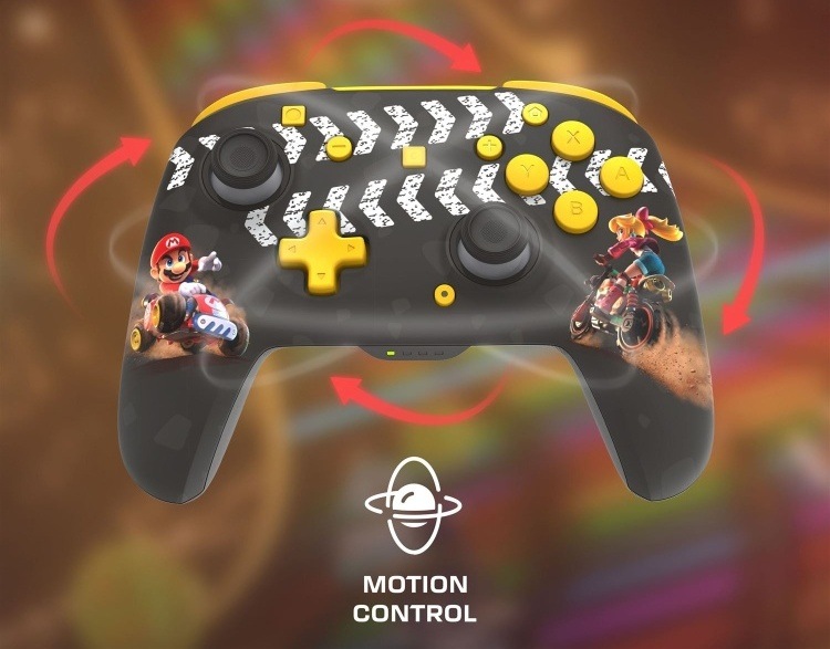 Gamepad Turtle Beach Rematch Wireless Mario Kart World, NS2 černý Gamepad pro Nintendo Switch 2 s vyznačeným motion control ovládáním.