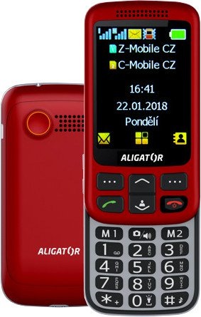 Mobilní telefon Aligator VS 900 Senior Dual SIM stříbrný/červený