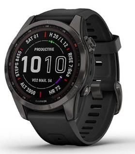 Chytré hodinky Garmin fenix 7S Sapphire Solar - Titan Carbon Gray/Black Silicone Band