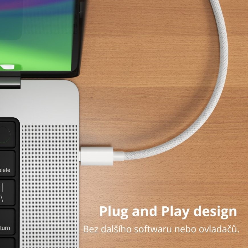 Kabel Hyper 4K USB-C / HDMI, 2,5 m bílý Kabel Hyper 4K USB-C / HDMI, 2,5 m - bílý