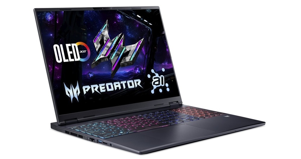 Notebook Acer Predator Helios Neo 16S AI (PHN16S-I51-94NV) černý Otevřený a zapnutý notebook Acer Predator Helios Neo 16S AI otočený doleva