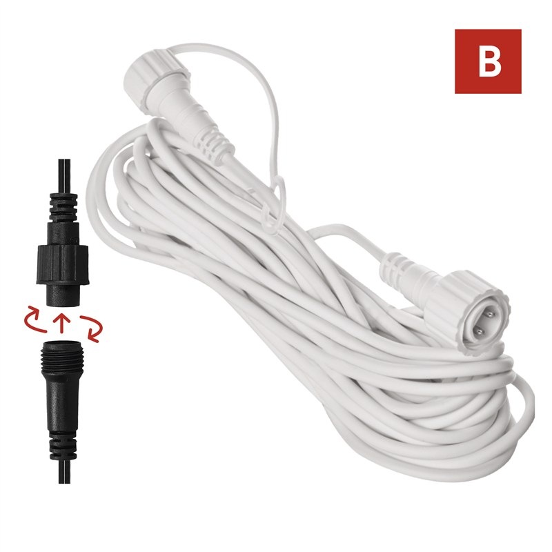 Prodlužovací kabel EMOS pro spojovací řetězy Premium bílý, 10 m, venkovní i vnitřní bílý
