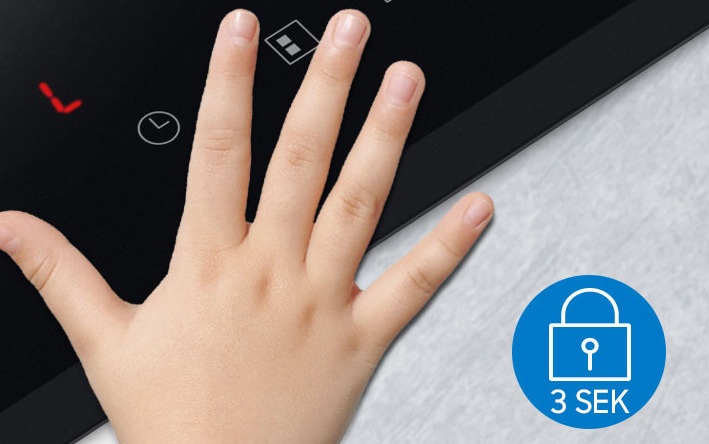 Indukční varná deska Samsung NZ64R3747BK/UR černá Ruka na ovládacím panelu desky - dětská pojistka
