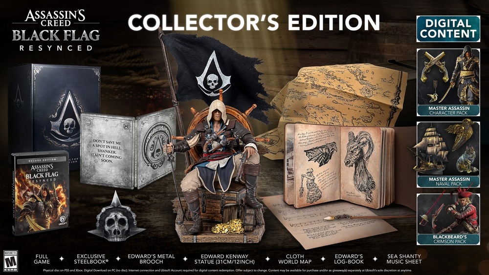 Obsah edice hry Assassin's Creed Black Flag Resynced Collector's Edition.