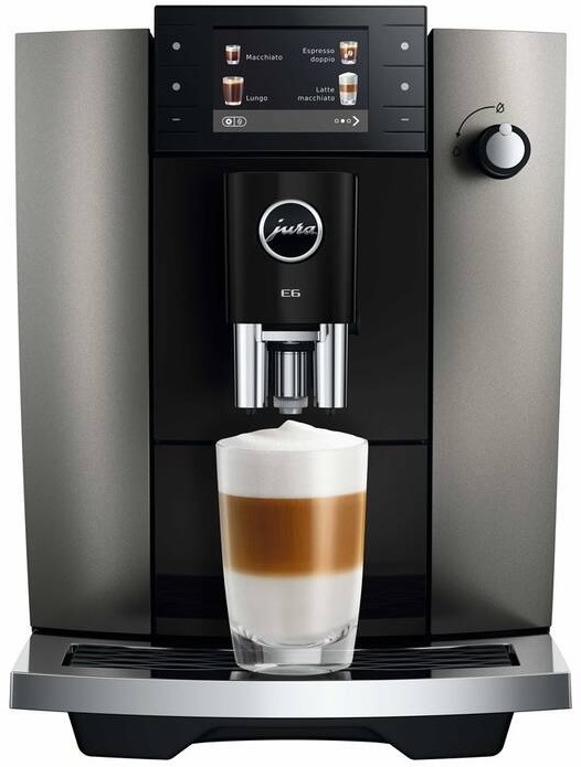 Automatický kávovar Jura E6 Dark Inox (ED) tmavě šedý Příprava nadýchaného cappuccina s bohatou mléčnou pěnou v kávovaru Jura E6